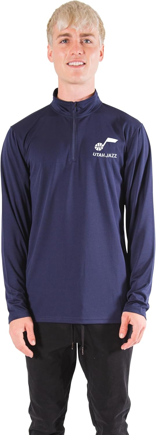 Ultra Game Men's NBA Official Super Soft Quarter Zip Long Sleeve T-Shirt