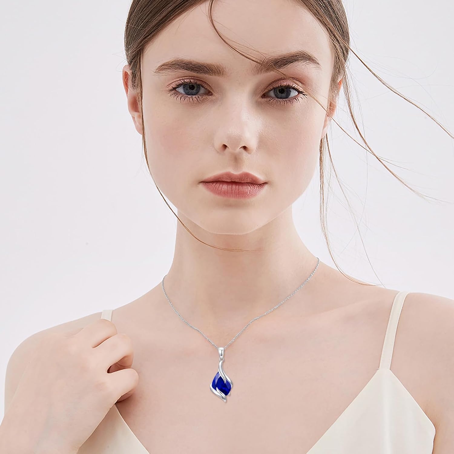 Birthstone Necklace for Women 925 Sterling Silver Teardrop Pendant Fine Jewelry Valentines Day Birthday Gifts for Her Wife Girlfriend - Image 2