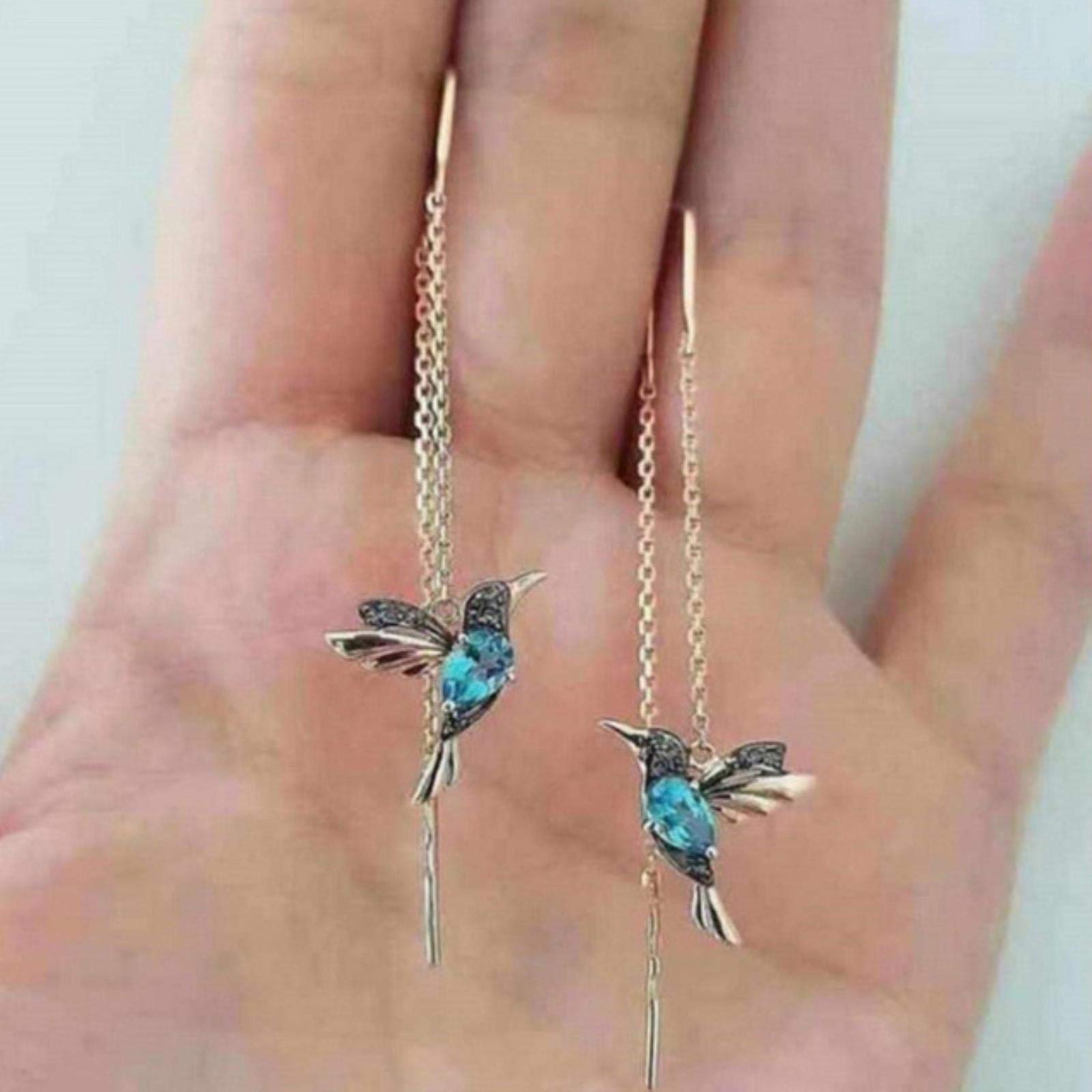 CXWK Vintage Bird Pendant Drop Earrings Long Tassel Crystal Pendant Earrings Ladies Women Jewelry Design
