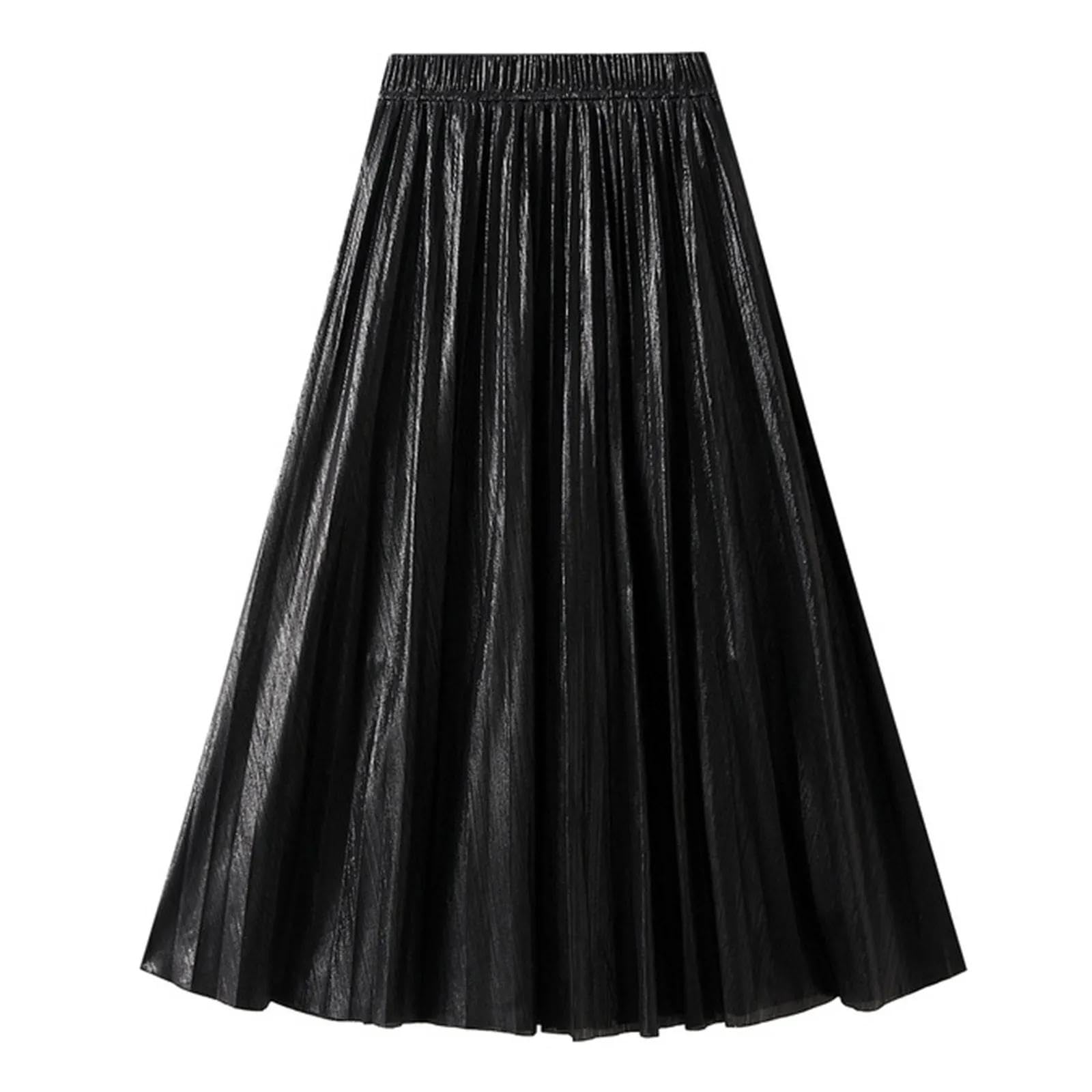 Rock Damen Langer Taille Skirt Linie Falten Damen Faltenrock A-Linienrock Rock