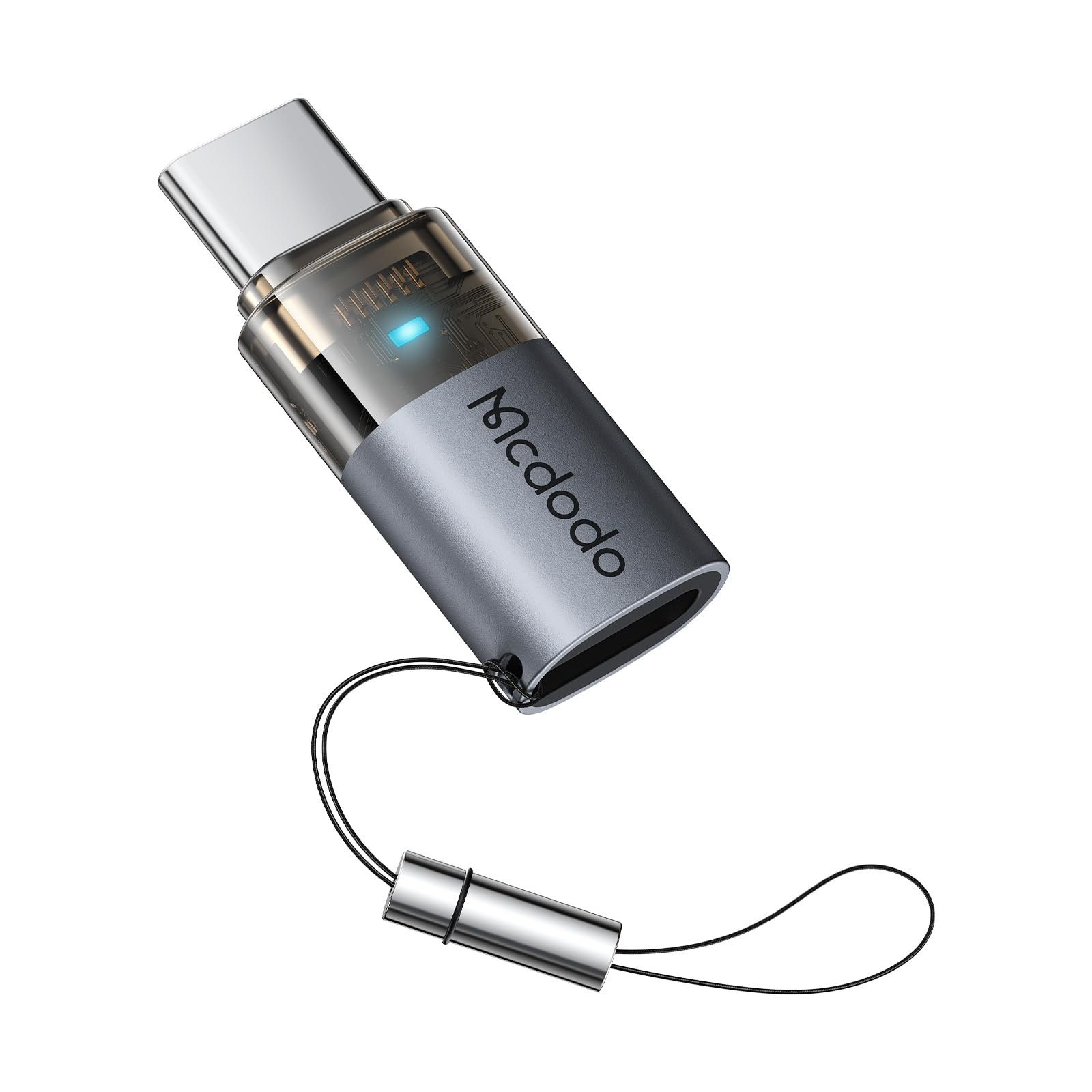 Mcdodo ライトニング to USB-C 変換アダプタ 60W PD急速充電 iOSからタイプC変換コネクタ light-ning to Type-C変換アダプタ 両面にLED表示ライト付き 紛失防止デザイン ライトニングからタイプC変換アダプター MacBook iPad iPhone 17/16/15 Android その他USB-C端末 型番OT-7610（オーディオ変換対応しません）