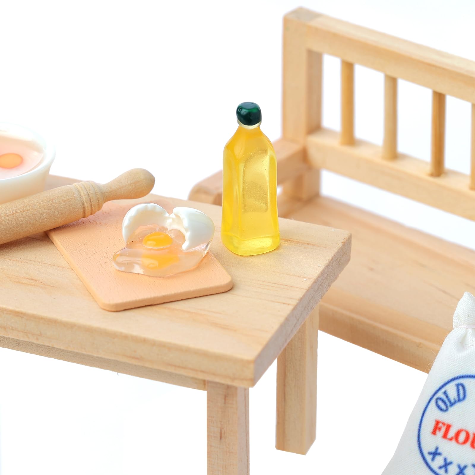 10-teiliges Miniatur-Wichtelzubehör Für Puppenhaus – Holz & Harz, 1:12 Maßstab, Mit Schlitten & Küchenutensilien