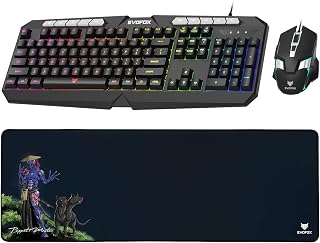 EvoFox Deathray v2 3 in 1 Gaming Keyboard & Mouse Combo with Puppet Master Deskpad | 6 Zone RGB Backlighting, 19 Anti Ghos Price In India