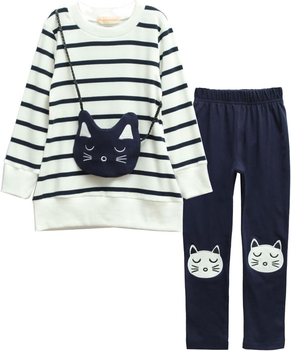 UrtrendLittle Girls' Kids 2 Pieces Long Sleeve Top Pants Leggings Clothes Set Outfits