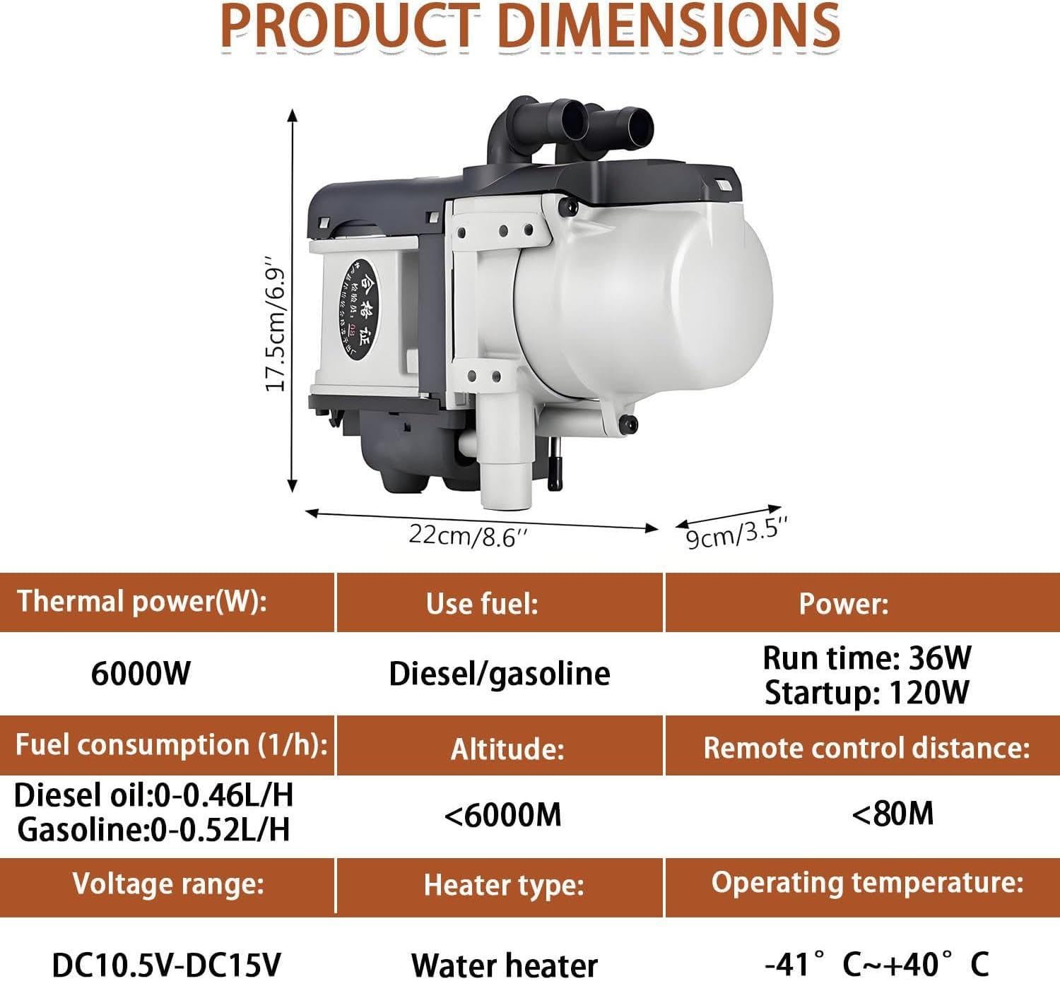 Calentador auxiliar arranque invierno Simple,precalentador motor diésel 6KW
