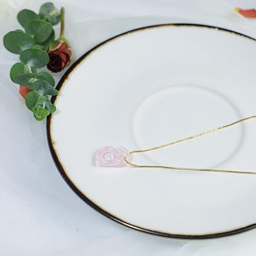 Miniatura 2 de Jade Necklace for Women, Love Heart Stone Pendant Necklace Handmade Crystal Jewelry,18K Gold Plated Adjustable Natural Choker Necklace Good Luck