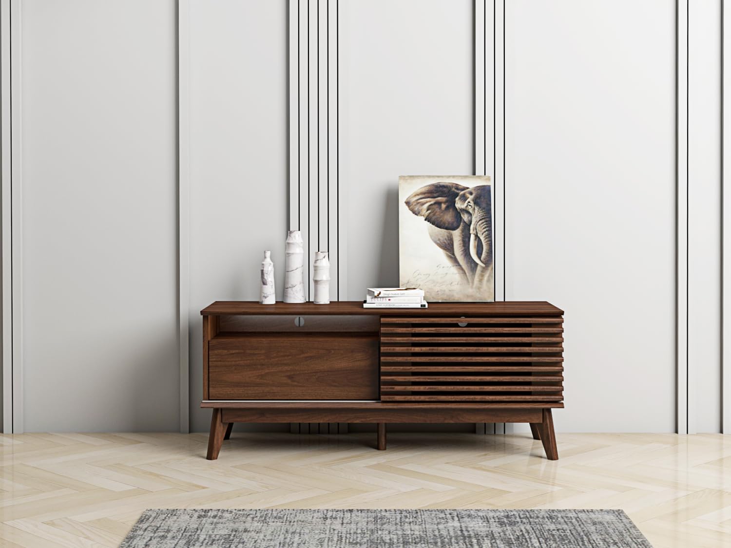 Kidsaw LV41 Columbian Walnut 1 Door 1 Drawer TV Cabinet, 1.2m, Brown