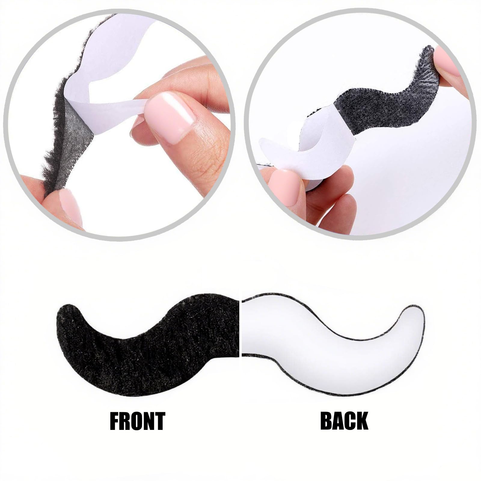 24 Pezzi Baffi Finti da Attaccare Autoadesivi, Baffi Finti Bambino Uomo Donna, Simulazione per Balli in Maschera, Compleanni, Costumi, Spettacoli, Halloween, Feste di Natale