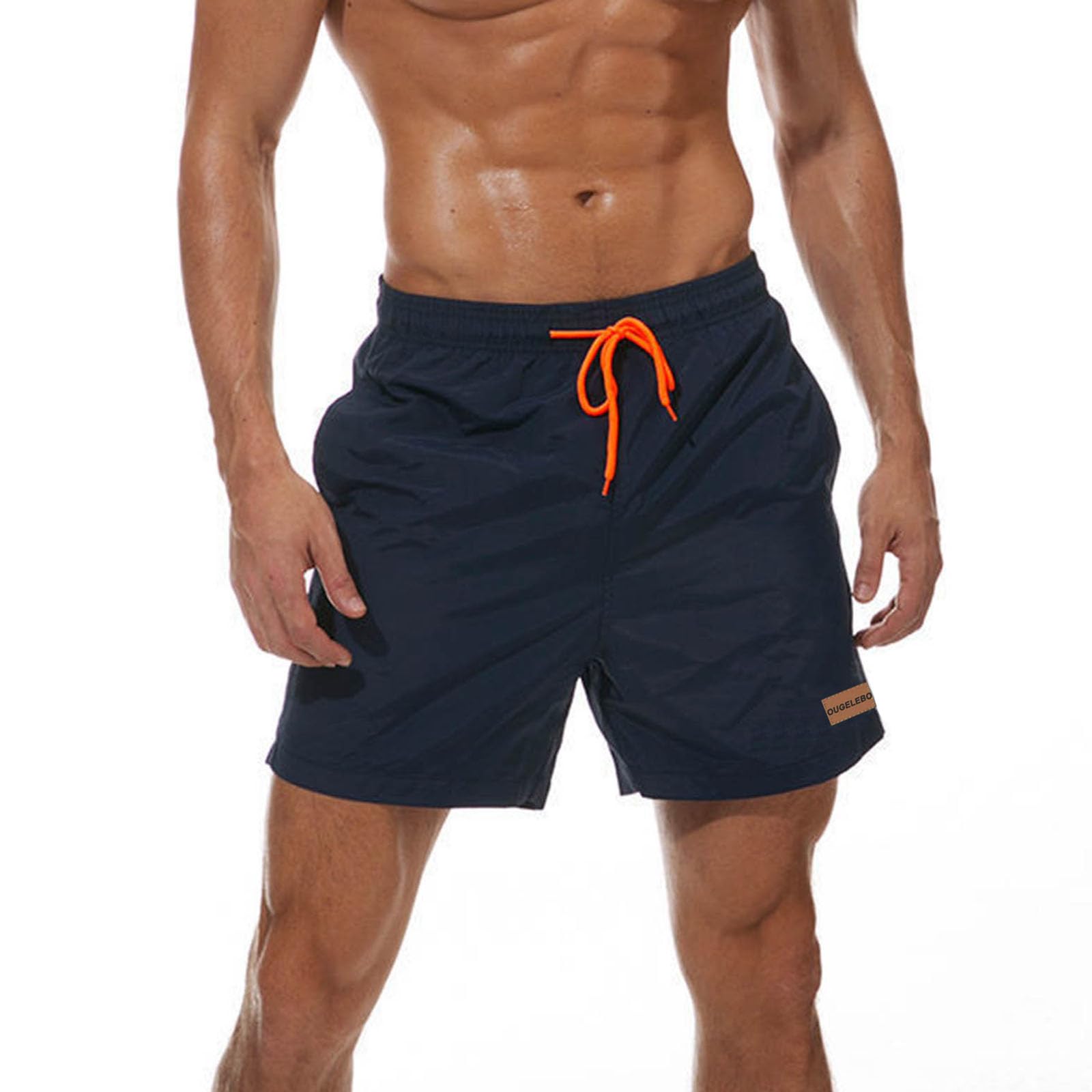 Ougelebo Badehose Herren mit Reißverschlusstasche Badeshorts Schnelltrocknend