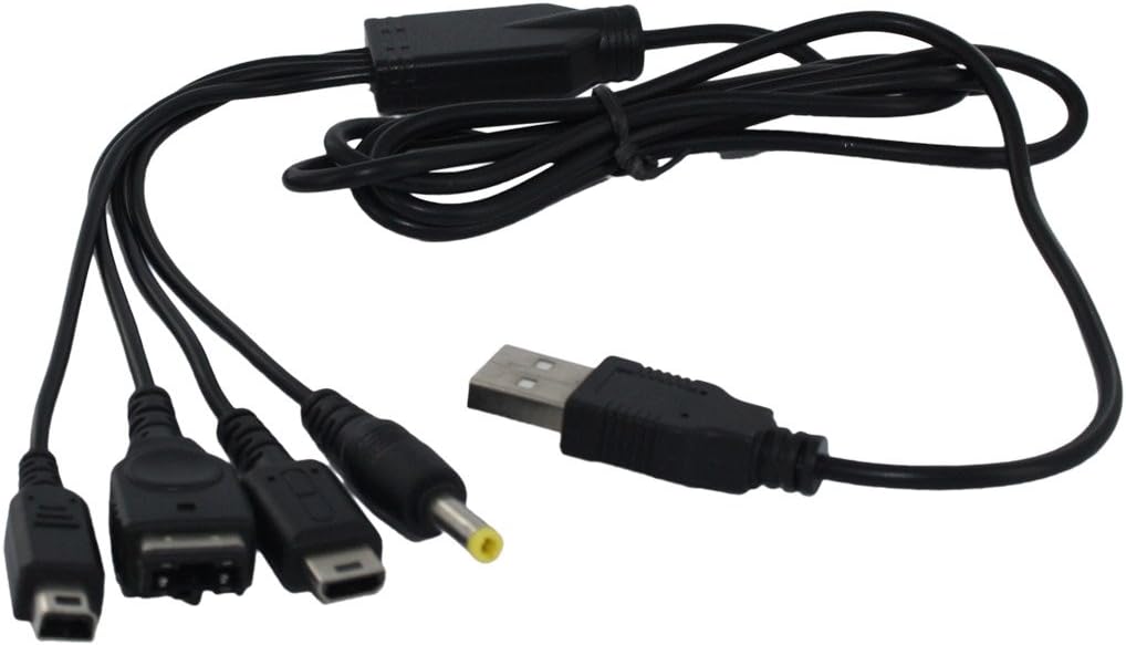 eForBuddy 4 in 1 USB Charging Cable for Sony PSP/Nintendo DS/Dsi/DSLite, Black