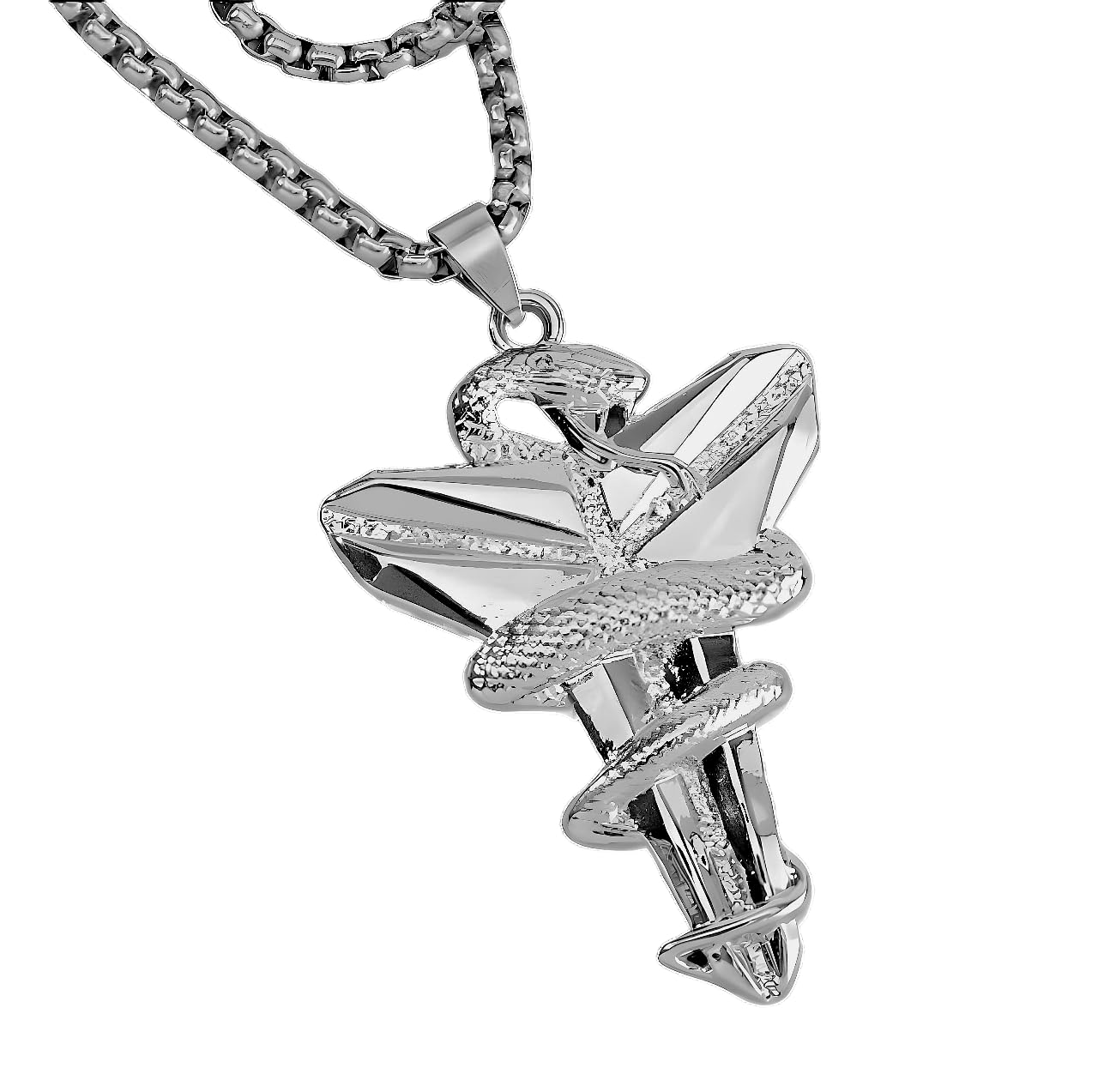 THE MEN THING Alloy Silver Mamba Pendant with Pure Stainless Steel 24inch Chain for Men, European trending Style - Round Box Chain & Pendant for Men & Boys (B0B6G8KPL2) Amazon Price History, Amazon Price Tracker