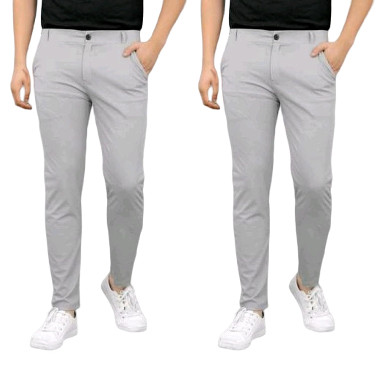 IdhifaMen's Solid Lycra Slim Fit Stretchable Casual Wear Comfortable Formal Trousers Pants (S-F-237)