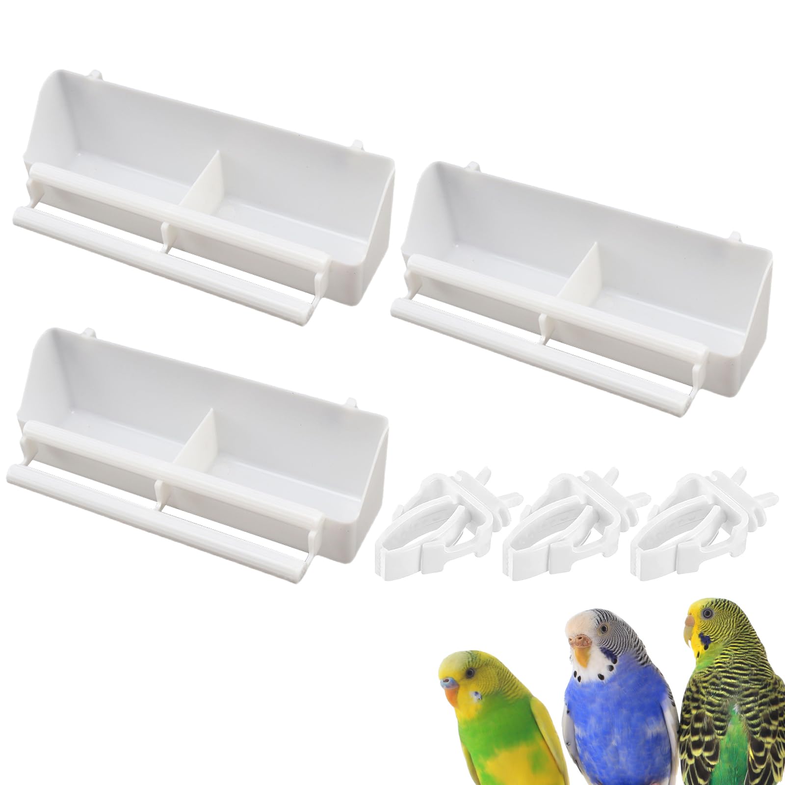 Comederos Canarios de Plástico, Comederos para Pájaros, Comedero para Pájaros Colgante, Comedero para Pájaros para Mascotas, Comedero de Jaula de Pájaros con Compartimento, Pinzas Comida Pajaros,6pc