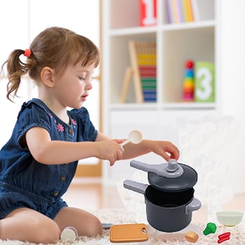 Miniatura 6 de Juego de 61 accesorios de cocina para niños, juego de cocina para niños pequeños con ollas y sartenes, utensilios de cocina, juguetes de corte,