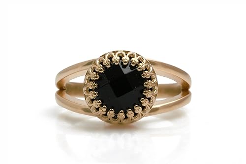 Miniatura 4 de Decorative Black Onyx Ring - Intricate Rose Gold Ring - Classic Gemstone Ring, Fashion Ring, Anniversary Ring, Princess Ring, Cute Rings for Women -