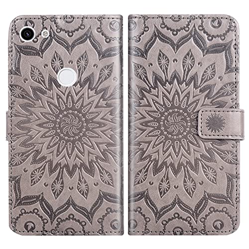 Phone Case For Google Pixel 3A Xl Wallet Cases With Tempered Glass Screen Protector Leather Magnetic Flip Cover Card Holder Stand Cell Accessories Pixel3Axl Pixle 3Axl A3 Pixel3A Lx Women Men Gray #TOP4