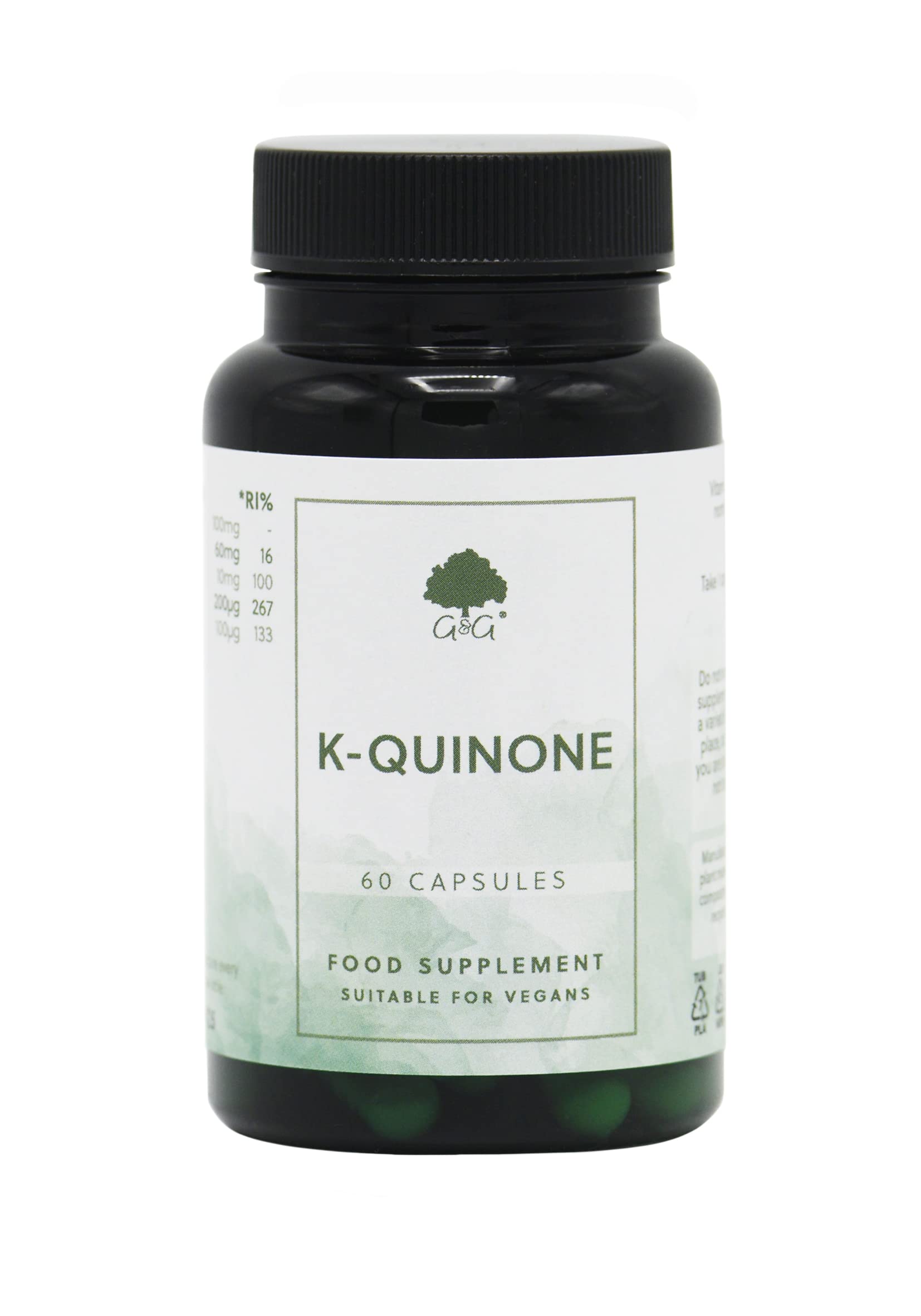 K-Quinone | Vitamin K Complex | Vitamin K1 & K2 | 60 Vegan Capsules | G&G Vitamins