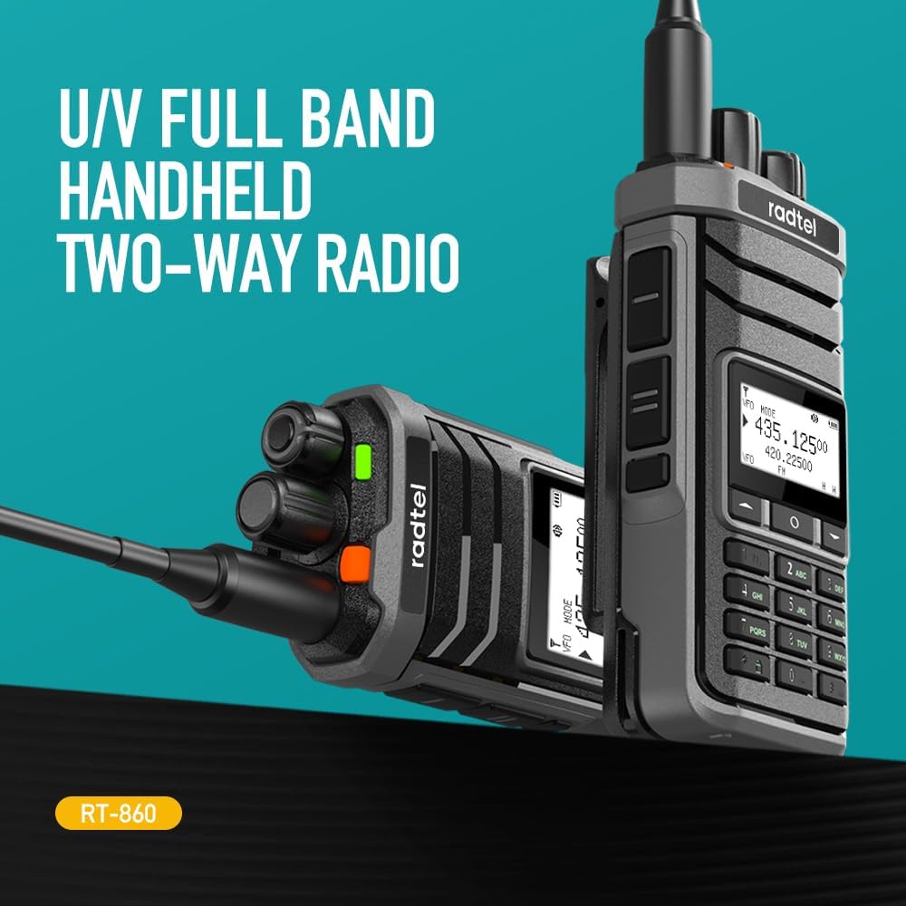 Radtel RT-860 Radio Ham Multibanda HF UHF VHF Dual Band con Ricezione AM USB LSB CW CB LW MW SW SSB, 1024 Canali, Batteria 2000mAh, Ricarica Type-C (Con Antenne SW/MW)
