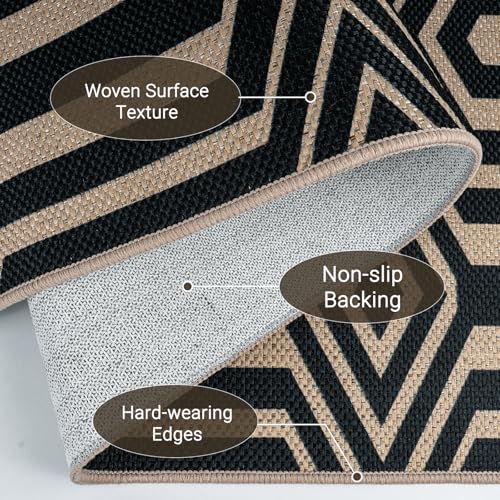 Alfombra de pasillo Capslpad de pelo bajo resistente lavable estilo yute 5