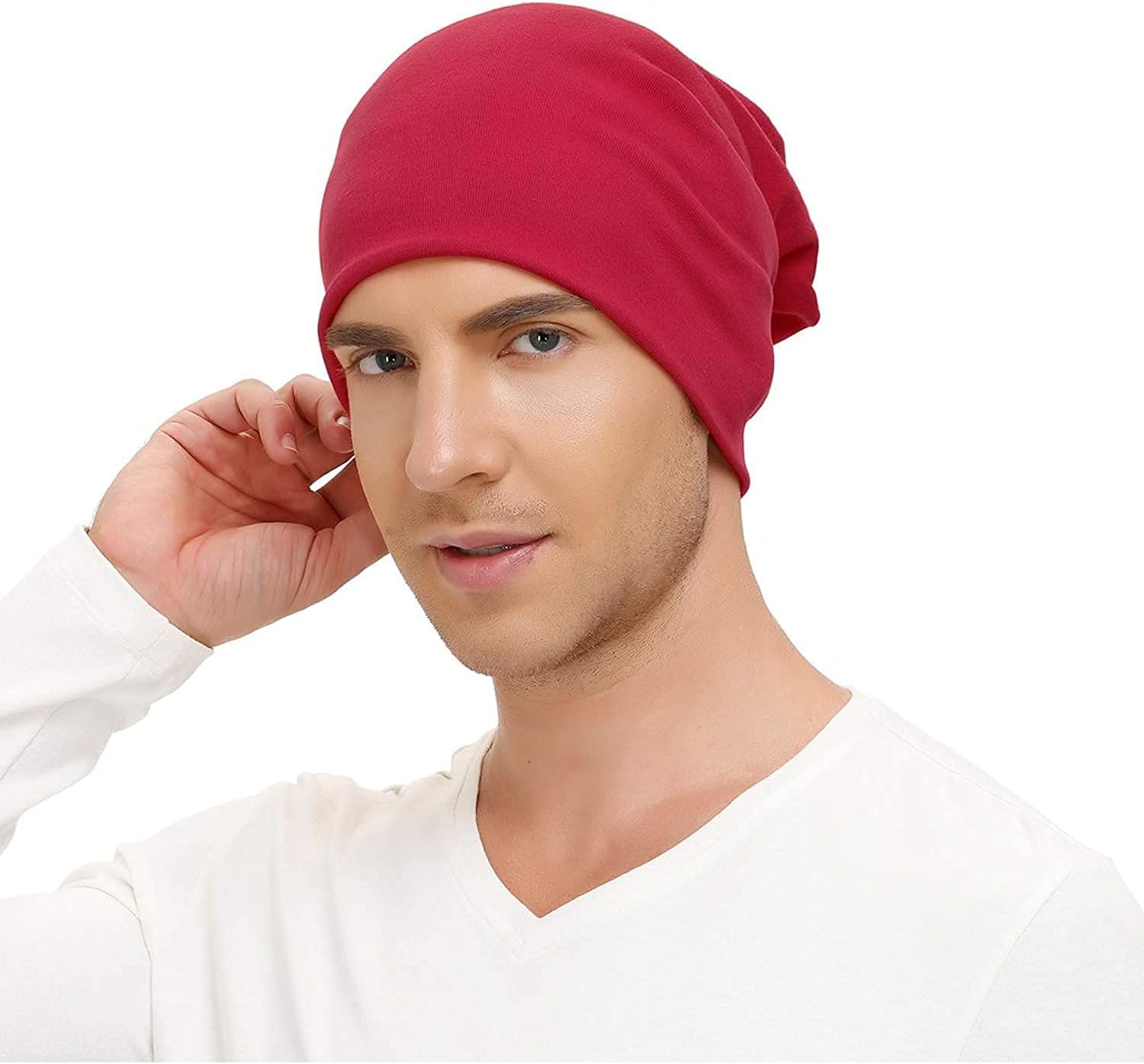 Century Star Unisex Women Thin Solid Baggy Slouchy Oversized Cotton Sleep Beanie Hat Skull Cap
