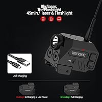 Vista 8 de SOLOFISH Luz de pistola de 500 lm y combo de haz morado/infrarrojo (IR)/verde azul, luz de arma de aluminio recargable y haces para armas con riel