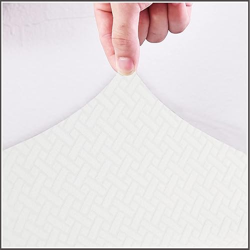 Miniatura 4 de Fundas elásticas impermeables para silla de bar de jacquard, extraíble y lavable, para silla de comedor giratoria corta, taburete trasero (blanco 1,