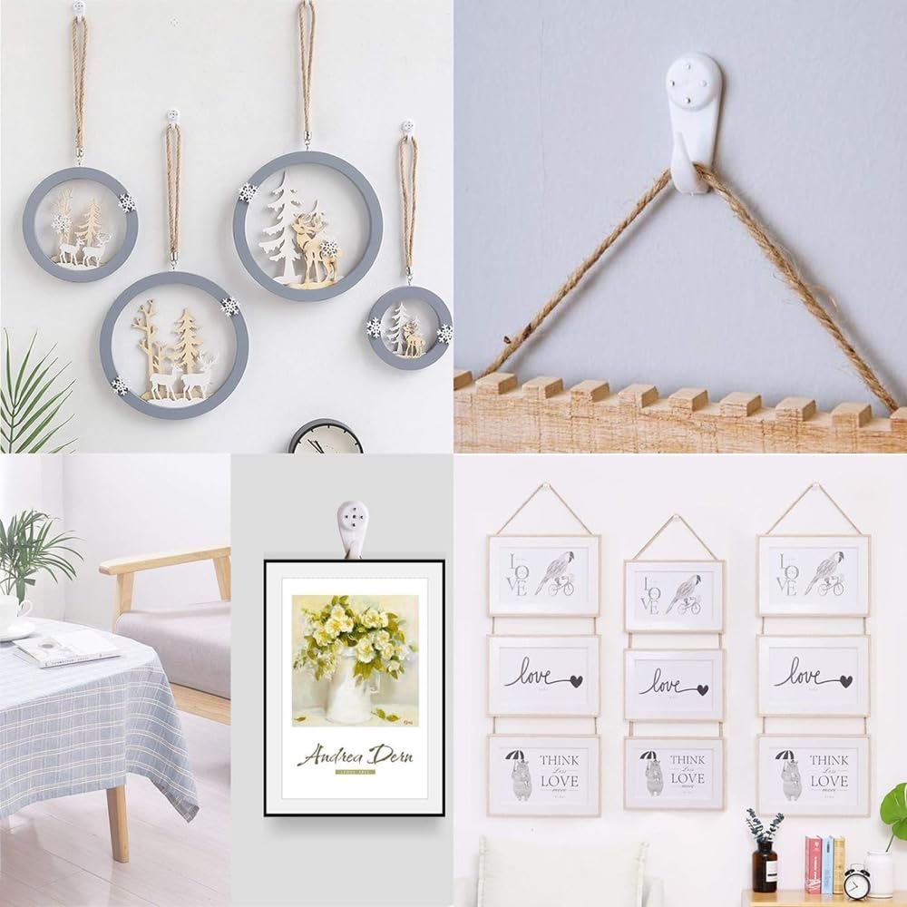 Lot De 50 Crochets Photo White – Support Mural Multifonction No Perçage Pour Photos Et