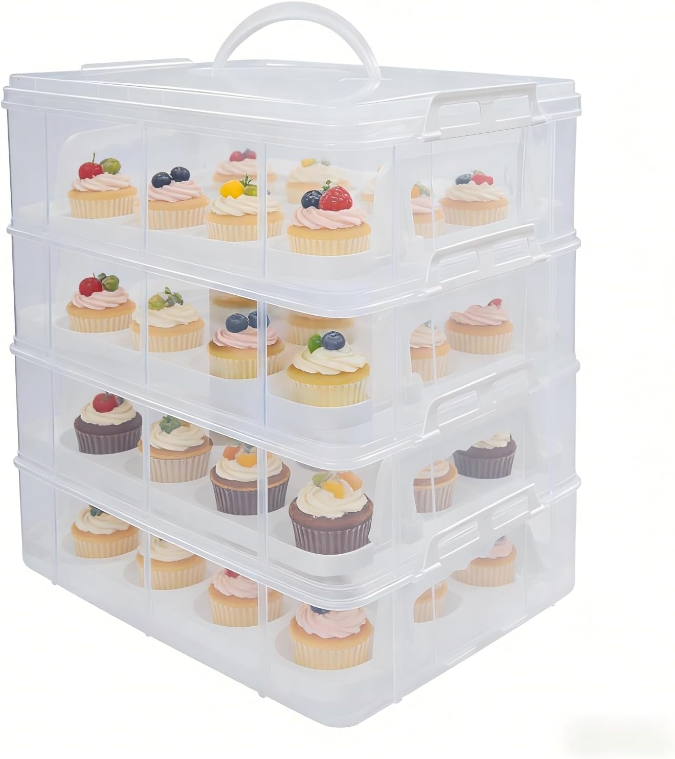 48 Ferris Wheel Cupcake Holder Cupcake Carrier with Lid and Handle, Clear Cupcake Holder with Lid & Handle Reusable Cup Cake Box for Dessert Storage