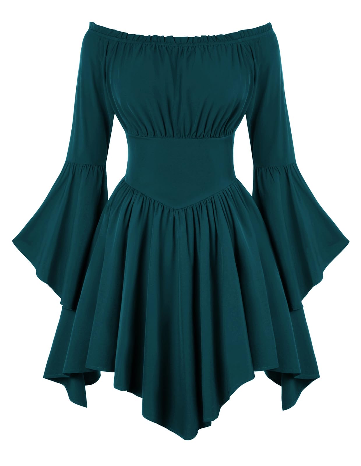 SCARLET DARKNESS Women Off Shoulder Dress Long Sleeve Renaissance Dresses, Peacock Blue, L — image 1