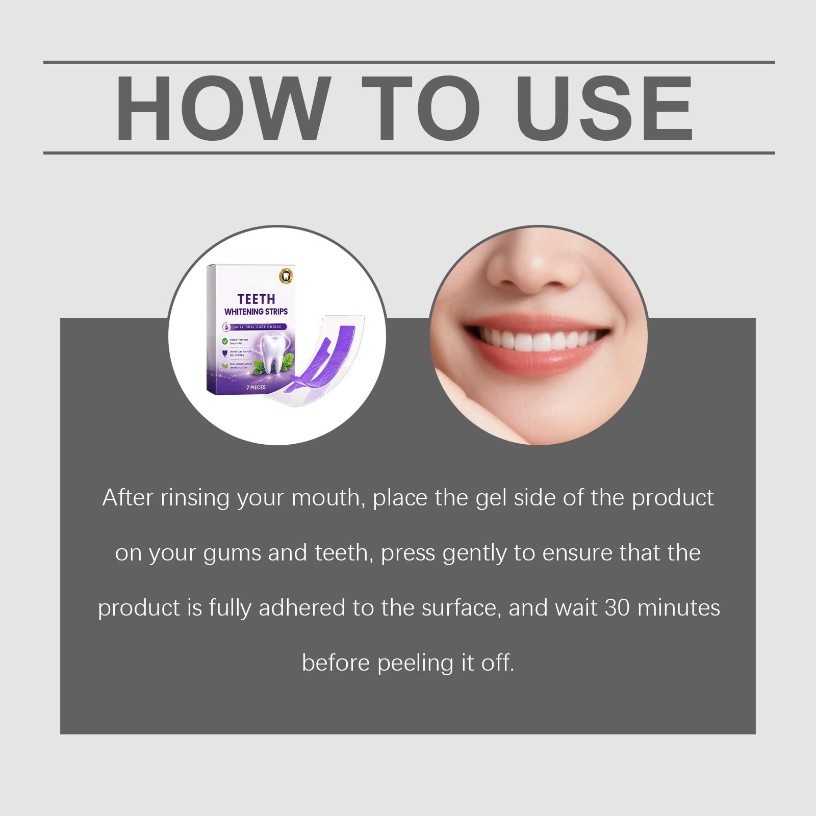 Nastro sbiancante dentale viola, per denti 30 minuti di risultati visibili rapidamente, elimina macchie caffè/tè/vino/sigaretta, ideale prima di un evento, sicuro per lo smalto
