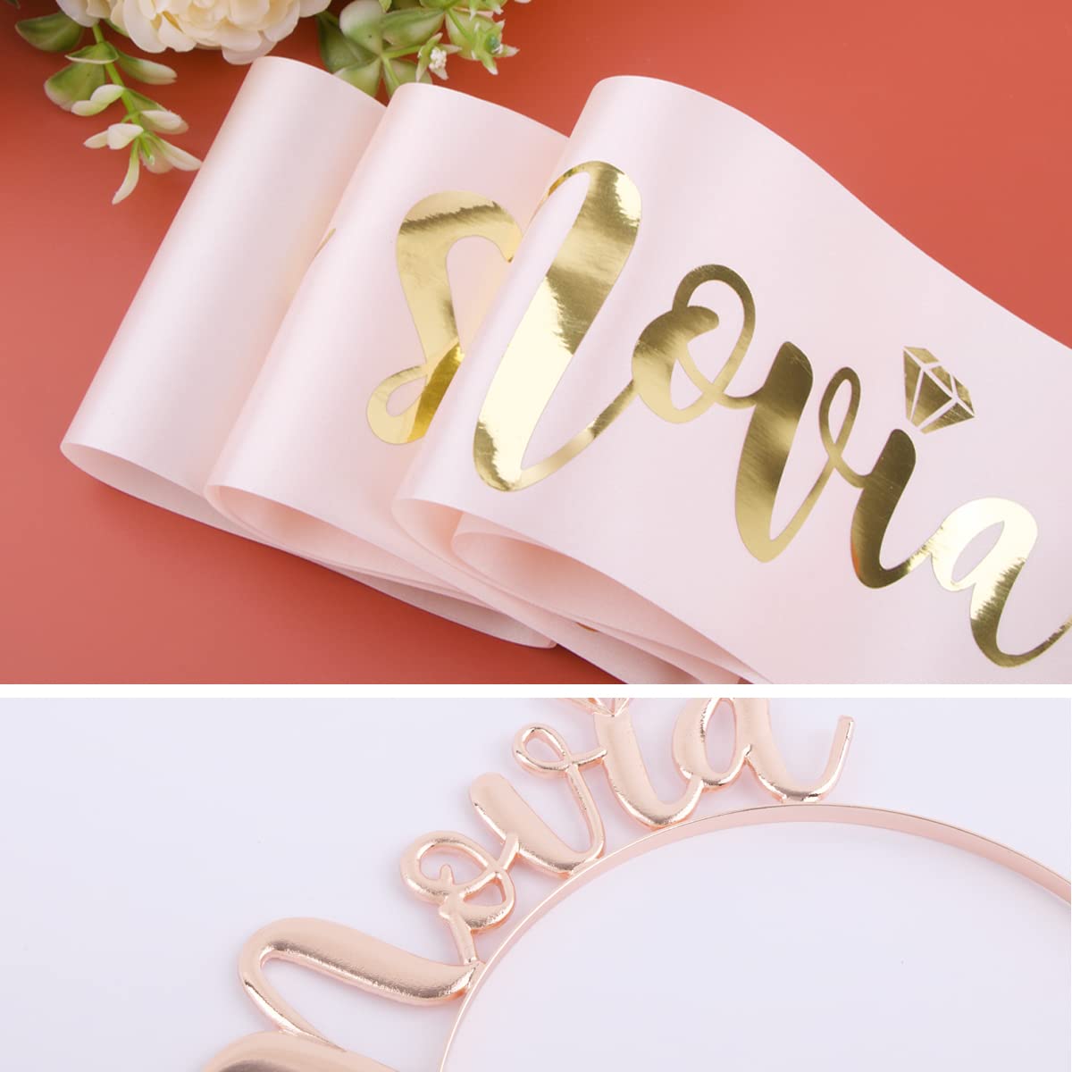 Decoratie gadget bruid van Sein Bride to Be hoofdband satijn sash bruidssluier haarband tiara team Bride Tattoo roze voor bruiloft (ES