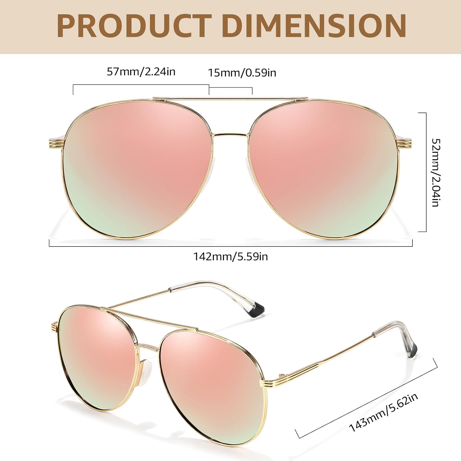 TJUTR Tangle Free Aviator Sunglasses for Women Men, Polarized UV400 Protection Trendy Shades, No-Snag Metal Frame Glasses - Image 4