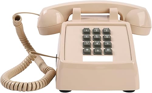 Teléfono de escritorio retro para teléfono fijo (timbre mecánico), compatible con audífonos de teléfono vintage, teléfono con cable antiguo, sin