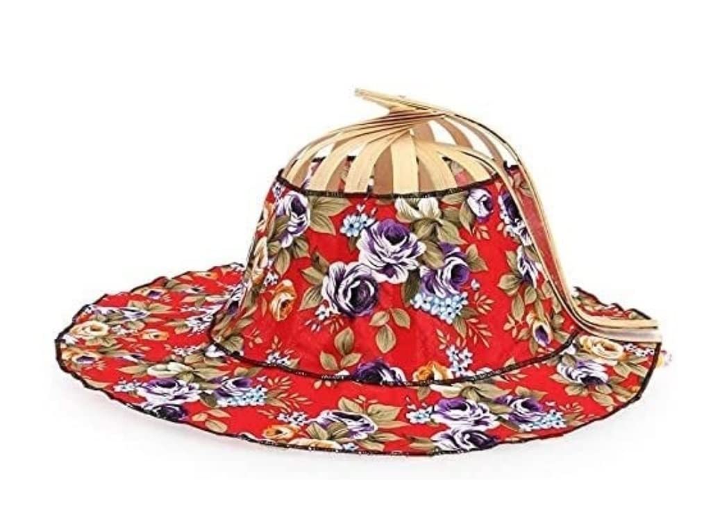 Abanico Abanico Plegable Para Mujer, 2 En 1, Abanico De Mano, Sombrero Para El Sol, Estampado Floral, Abanico De Bambú De Estilo Chino Plegable Para La DecoracióN Del Baile De La Boda Del Partid