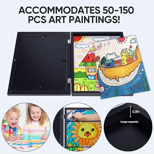 Vista 39 de Paquete de 2 marcos de obras de arte para niños, intercambiables, apertura frontal con capacidad para 150, proyectos de arte para niños, marco