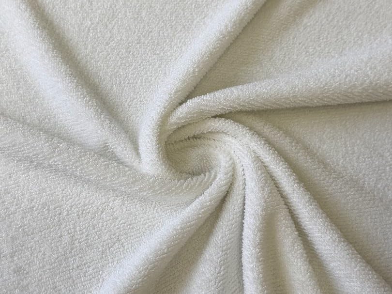 Stretch Terry Towelling Fabric Material (Ivory, 5MTR 150cm x 500cm)