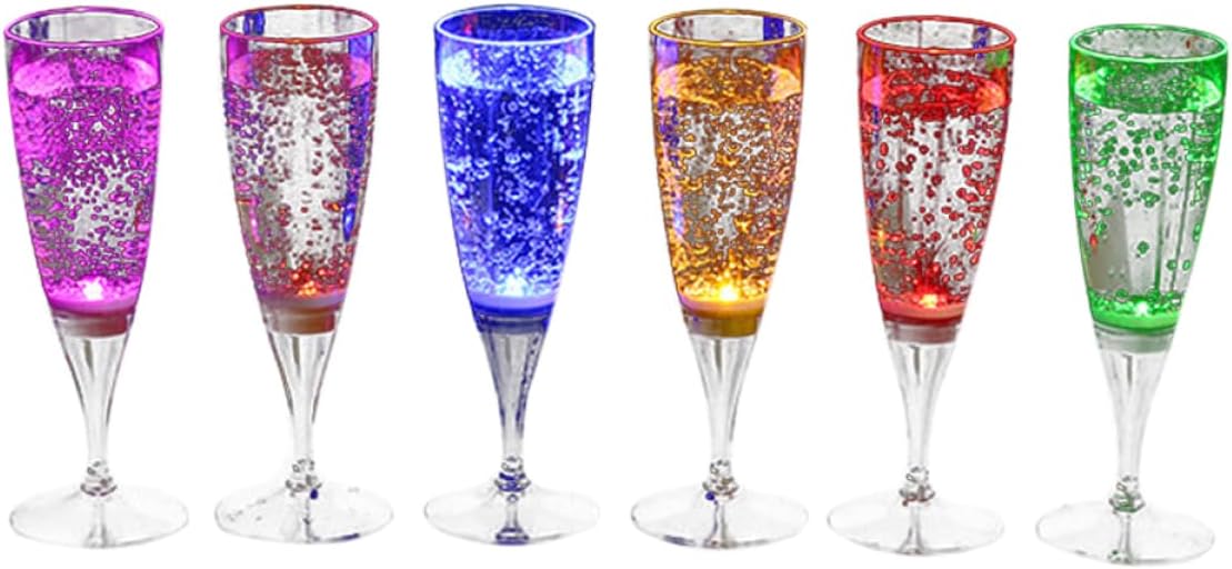 6 Pcs 150L LED Light Up Plastic Goblet Liquid Activated Wine Glasses for Parties Festive Atmosphere Drinkware