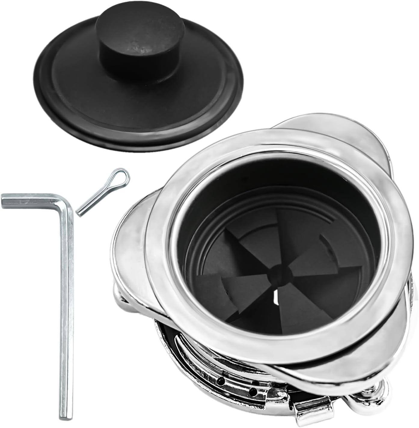 Garbage Disposal Flange Kit and Stopper for InSinkErator,3 Bolt Mount Stainless Steel Kitchen Sink Flange Parts with Stopper Compatible with InSinkErator Models Garbage Disposal(114mm)