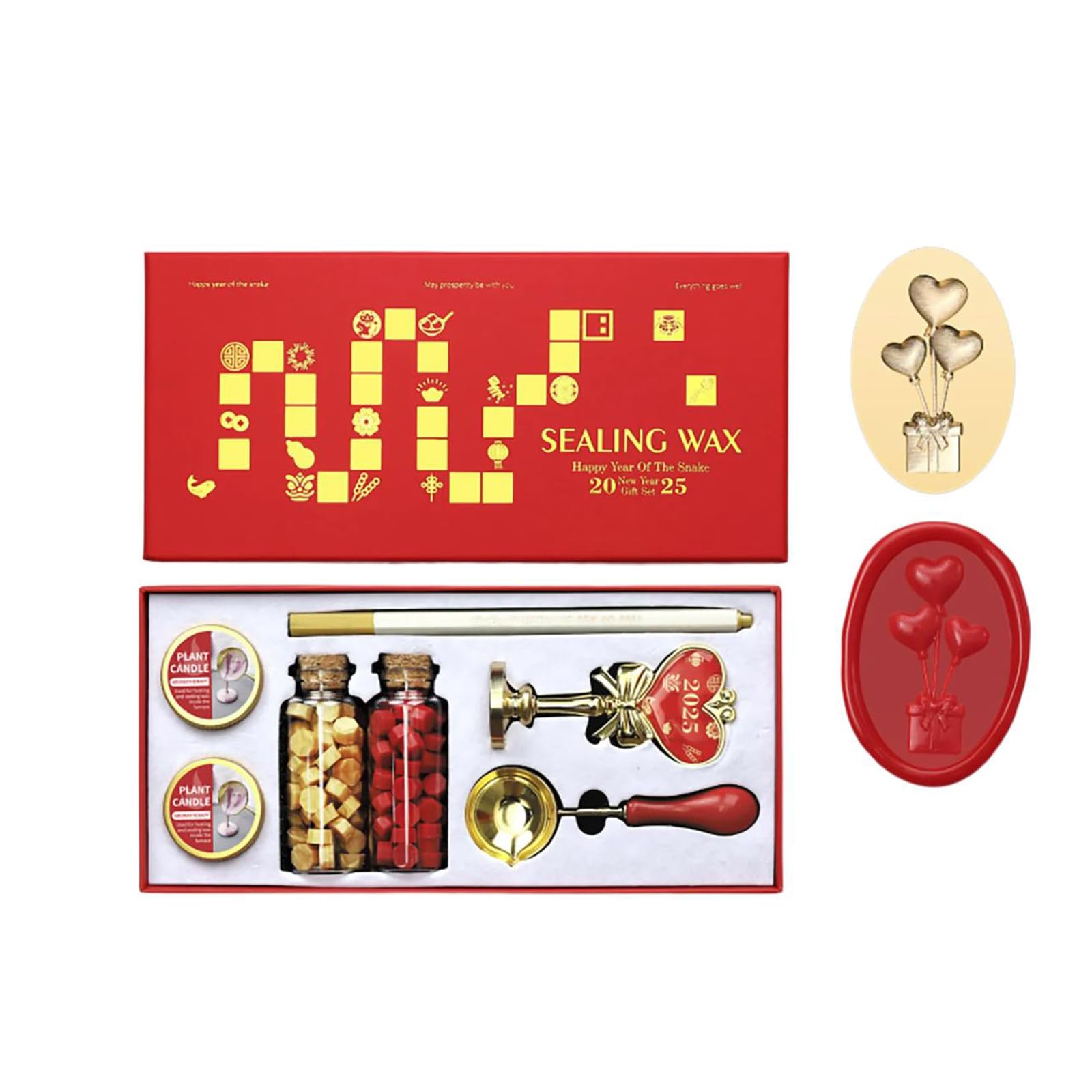 Yhplxyuus Year of the Snake Themed Seal Stamp Seal Beads Melting Spoon and Set for Envelope Card Party Invitation Decorative Envelope