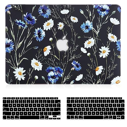 Image of MacBook Air 13 inch Case (A1932, 2018-2019 Release), 3D Effect Matte Black See Through Hard Case Cover Only Compatible MacBook Air 13.3 inch with Retina Display Touch ID - Floral Pattern