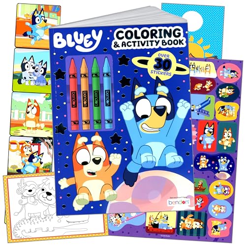 Image of Bendon Bluey Coloring Book with Stickers Includes Bluey Stickers, Coloring Book, Reward Sticker Set, and More