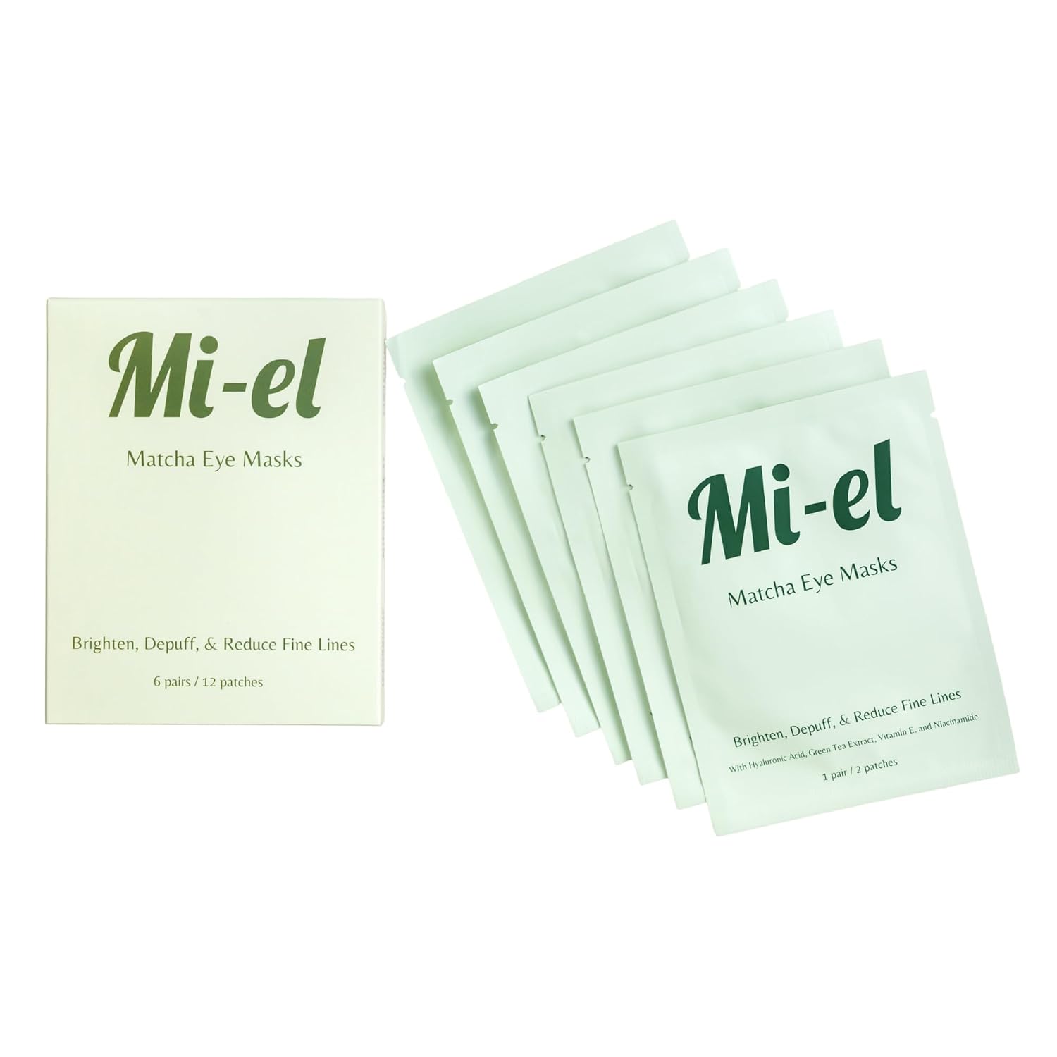 Miel Matcha Under Eye Patches, 6 Pairs | Cooling Eye Masks, Puffy Looking Under Eyes, Hydrating, Refreshing Skincare Treatment