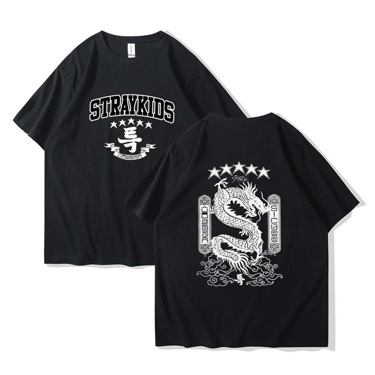 Flyself Kpop Stray Kids 5 Star T-Shirts Unisex Summer Short Sleeve Cotton Casual Loose Blouse Tops (S-Class) BangChan Changbin Hyunjin Felix Seungmin Jeongin Jisung Minho