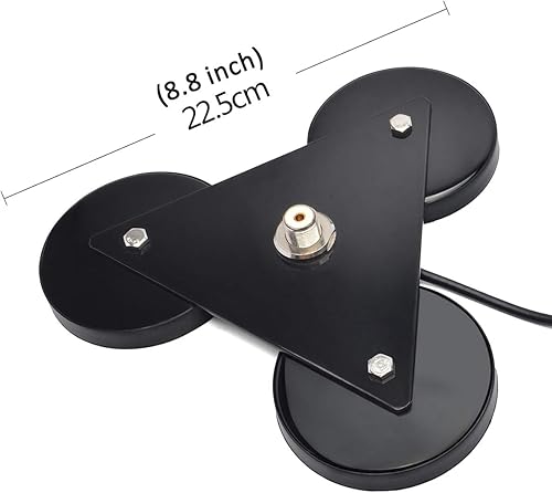 Miniatura 2 de HYS Heavy Duty Mobile Car/Truck SO-239 8.8inch Triangle Magnet Mount Base W/5M(16.4ft) RG58 Coaxial Cable PL-259 Plug