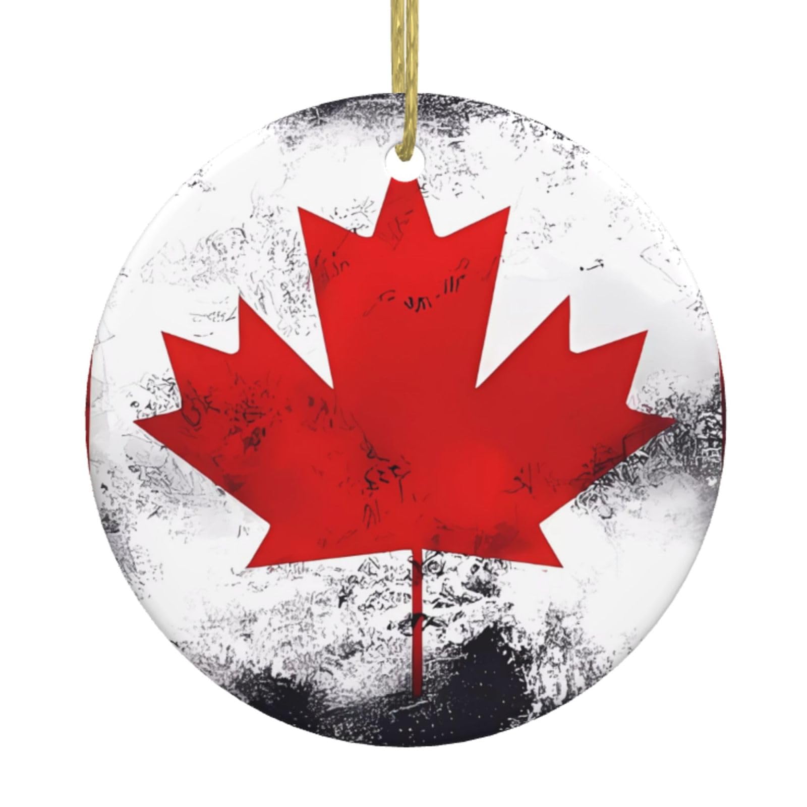 Canadian Flag Christmas Tree Ceramic Hanging Decoration Ornament