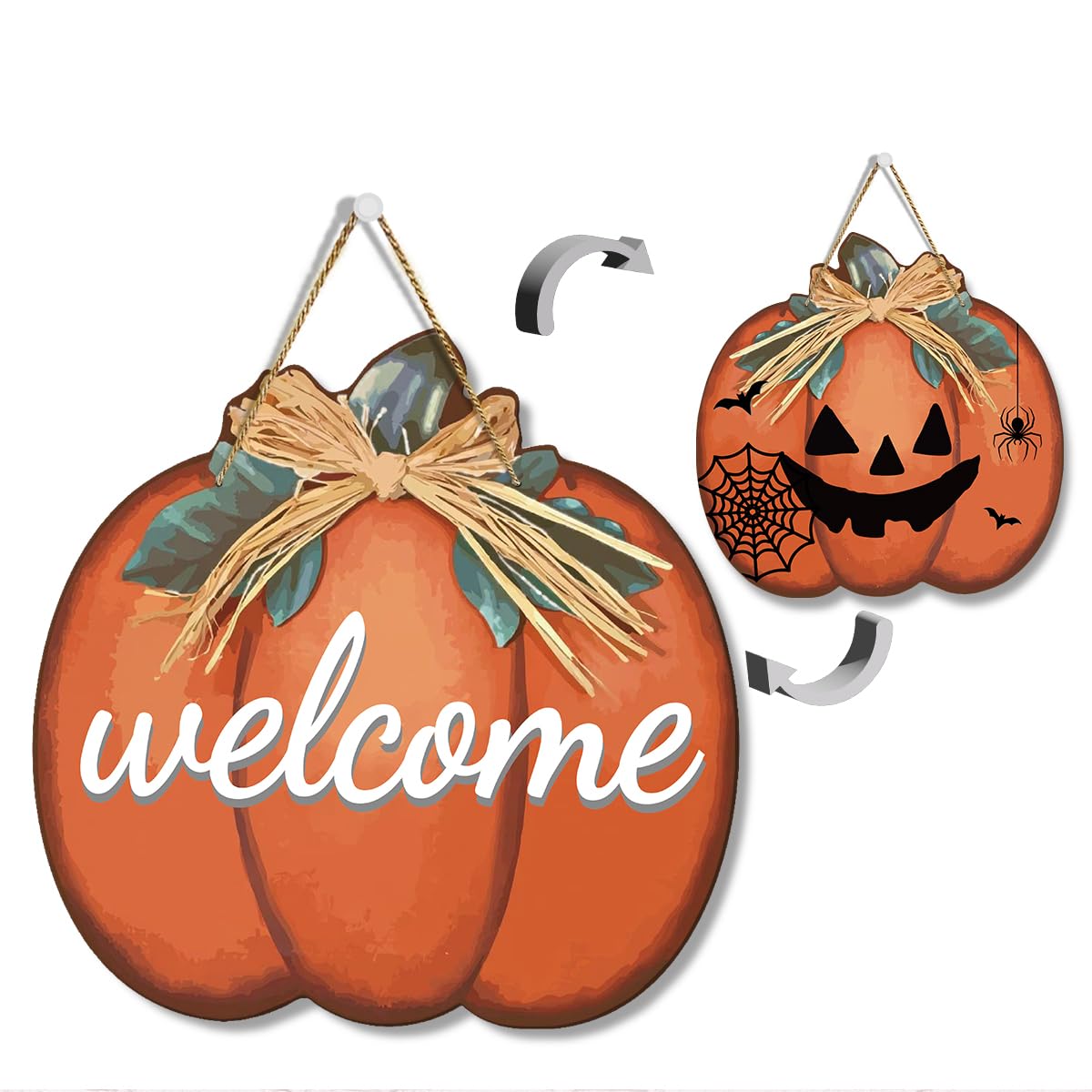 Décoration de porte d'automne durable qui ne perd pas ses feuilles sous la pluie