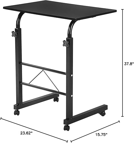 Miniatura 10 de Mesa auxiliar de sofá con ruedas de altura ajustable de 27.56 a 37.8 pulgadas, mesa de café rodante, mesa de sofá deslizable debajo, soporte Negro;