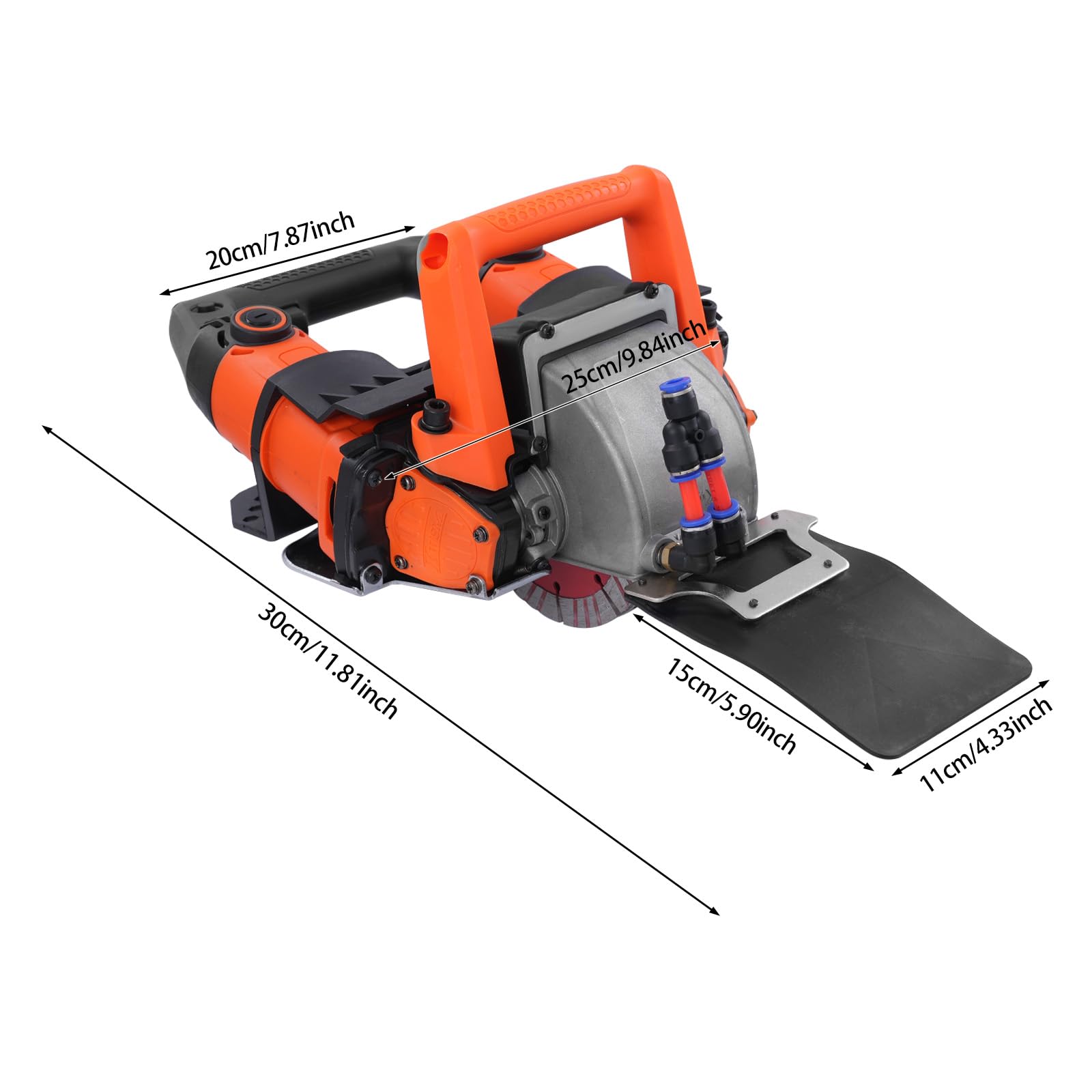 Fresadora de pared de 5200 W, fresadora de cable para pared con 5 hojas de sierra y bomba de agua, profundidad máxima y ancho de 45 x 72 mm, fresadora ranurada de 10500 rpm para bloques de cemento