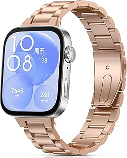 Dl3 Mobilak Metal Straps Compatible with Huawei Watch Fit 3/Fit 4/Fit 4 Pro Strap, Stainless Steel Replacement Band with Folding Clasp, Adjustable Replacement Bracelet Wristband