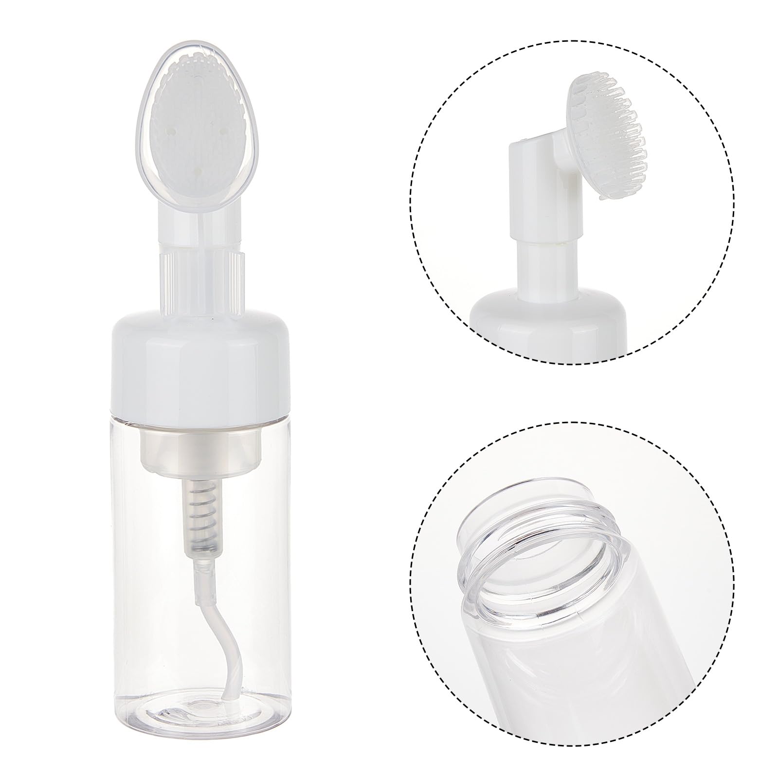NICENEEDED Flacone In Schiuma Da 100 ml con Pennello, Dispenser per Pompa Detergente per Il Viso con Testina per Massaggio In Schiuma di Silicone, Dispenser Liquidi Da Viaggio per Sapone e Shampoo
